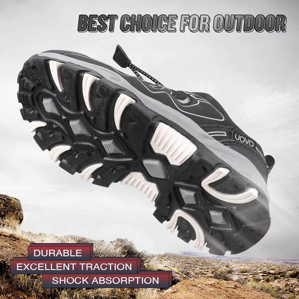 UOVO Boys Trainers Kids Walking Shoes Low-Top Sneakers Children Waterproof Trekking Hiking Footwear Running Shoes Black Blue Gray Size 9 UK Child to 5.5 UK — view 2