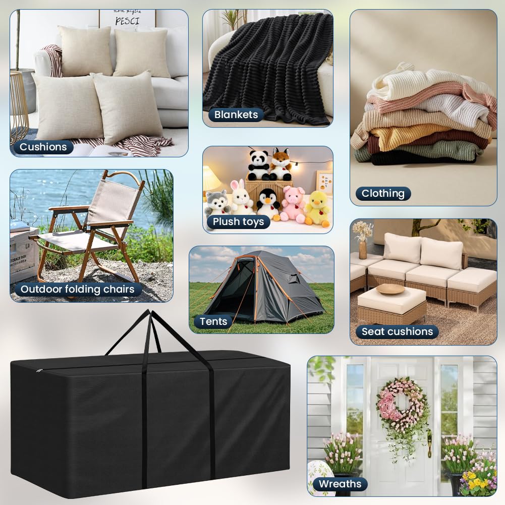 AOOWU Borsa per Cuscini da Giardino 210D Tessuto Oxford Impermeabile Anti UV 175 x 75 x 55 CM