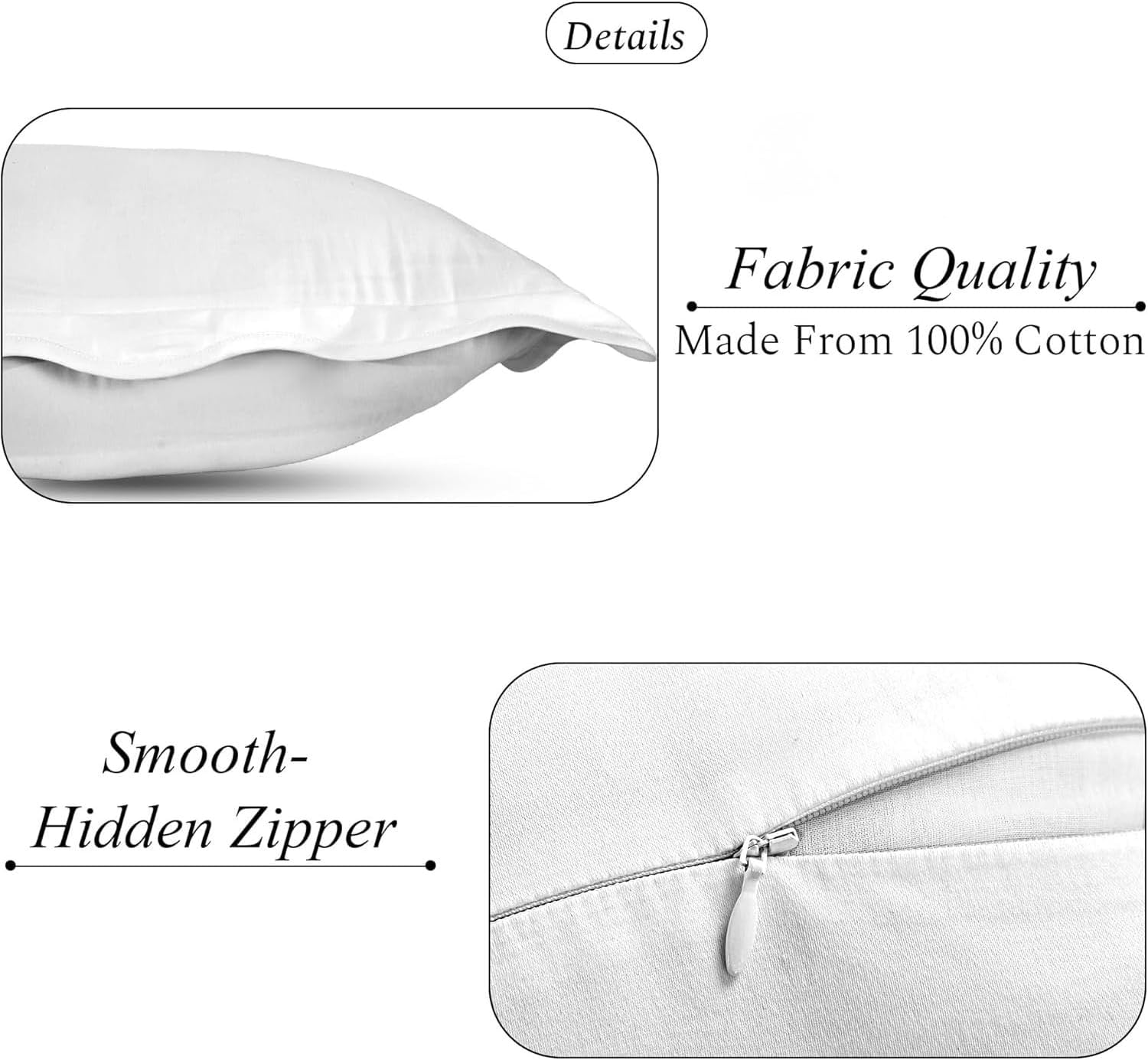 Ridhi White with White Scalloped 100% Cotton Throw Pillow Covers 20"x54" Solid Pure Farmhouse Case Soft Home Decor for Sofa, Bed, Couch, Living Room Gift for Spring, Mother's Day
