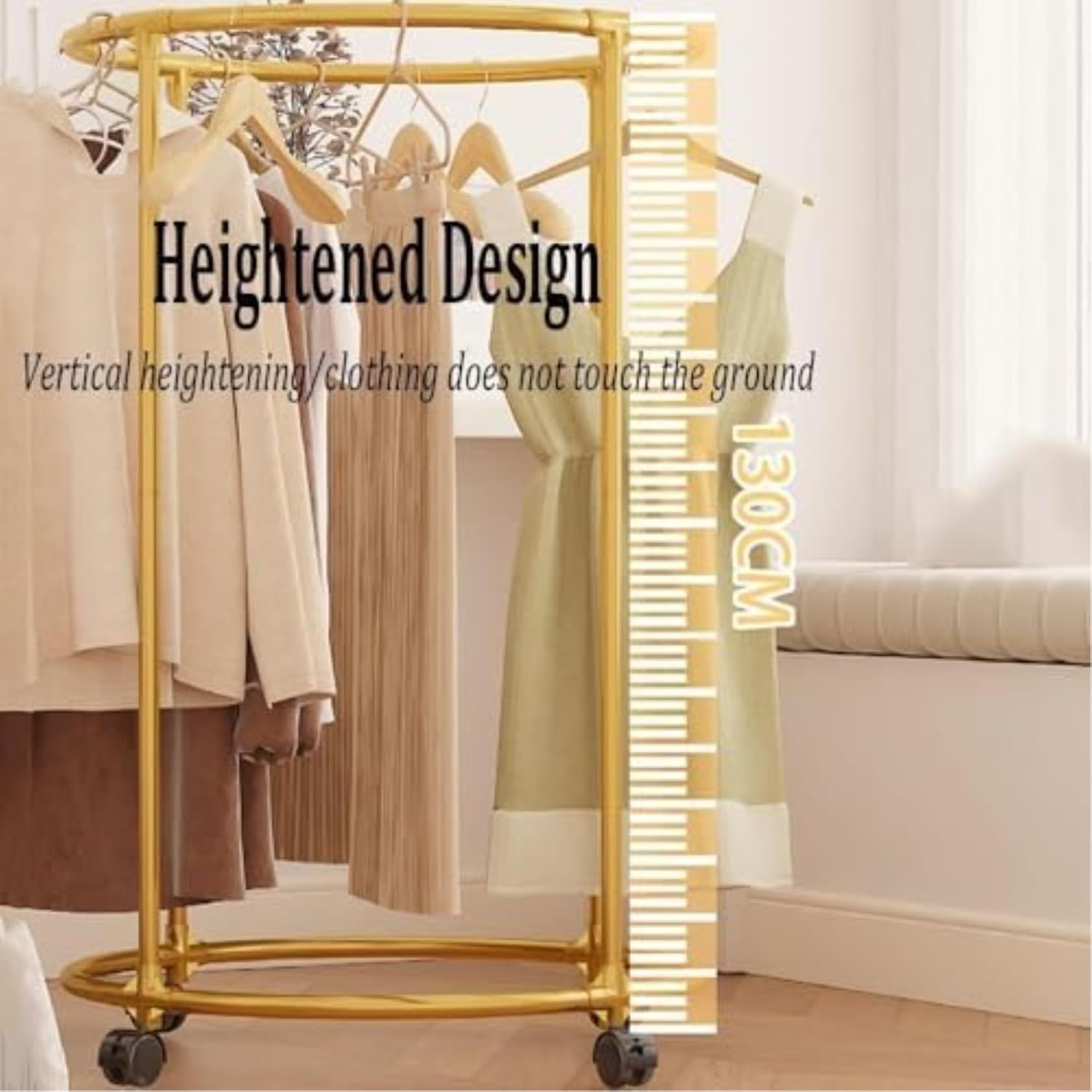 Store Display Rack Wall Mounted Storage Rack,Sturdy Free-Standing Metal Clothing Rack – Chic Round Garment Stand for Retail, Boutique, or Bedroom – Ideal for Displaying Dresses, Outfits, and image 5