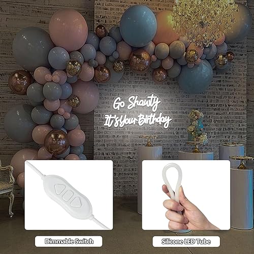 Vista 16 de Letrero de neón de feliz cumpleaños para decoración de pared, letreros de luz LED de neón rosa, decoración artística regulable, letrero de luz