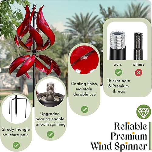 Miniatura 3 de Molinillo de viento grande para jardín, esculturas de viento de tulipanes y spinners, decoración de jardín, ideas de regalo para madre, cumpleaños,