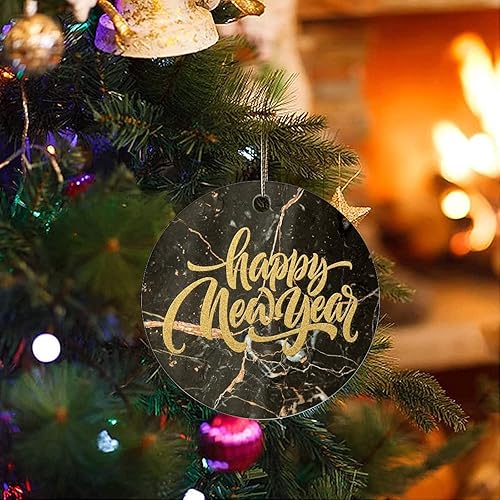 Miniatura 7 de Cheyan Funny Happy New Year Christmas Porcelain Ornament Home Decorations Christmas Pendants Natural Marble Christmas Tree Hanging Ornament