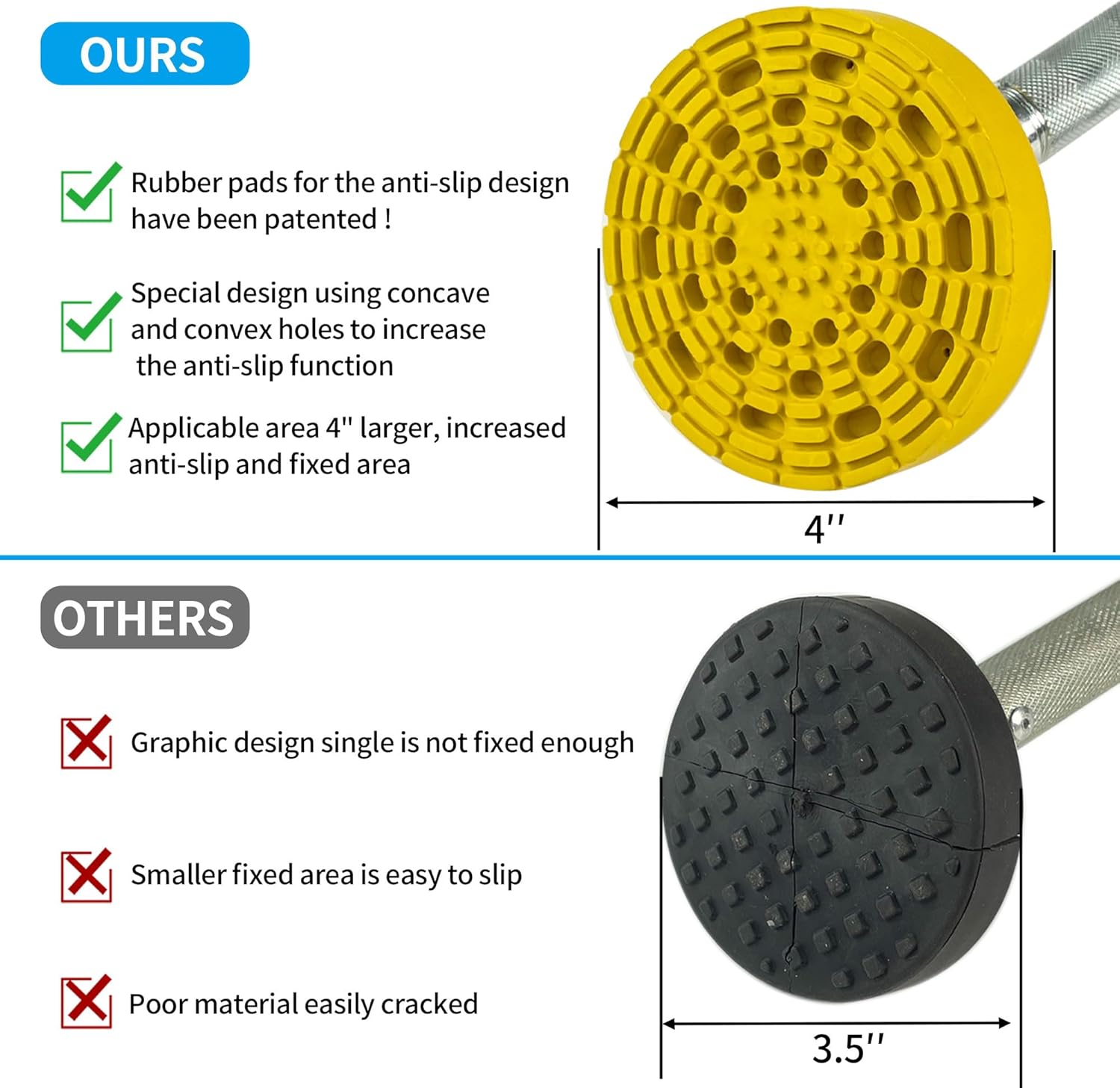 Ladder Stabilizer,Ladder Leveler Pair with Anti-Slip Rubber Feet, Adjustable Extension Ladders Leg Ground Leveler, with Anti-Slip Pattern Steel Pole