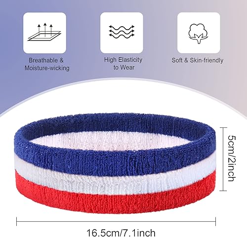Miniatura 2 de Ultrafun Juego de muñequeras y calcetines a rayas a rayas de los años 80, banda deportiva para el sudor, banda para el sudor, para hombres y mujeres