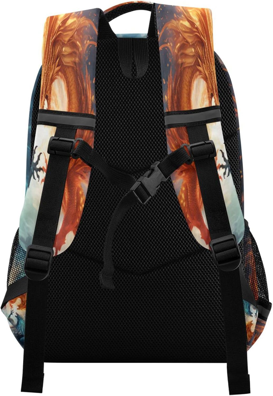 Fire Red and Water Blue Dragon Backpacks Travel Laptop Daypack School Book Bag for Men Women Teens Kids