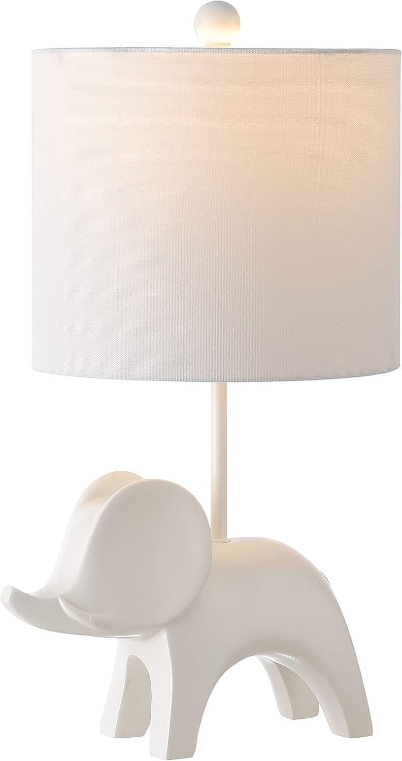 Safavieh Kids Lighting Collection Ellie Elephant White Ceramic 20-inch Bedroom Living Room Home Office Desk Nightstand Table Lamp (LED Bulb Included)
