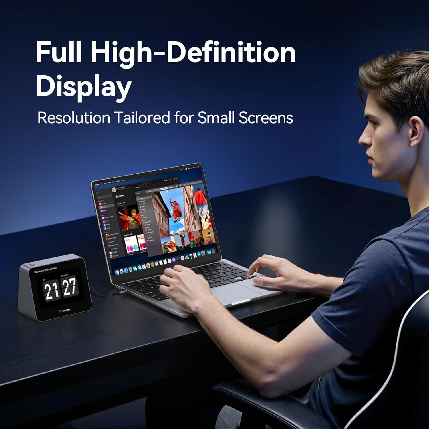 Tobenone 5" FHD 1080P Mini Monitor for PC with USB-C Hub, 100W PD, 4 USB Ports, SD/Micro SD, Portable Monitor for Digital Photo Frame, Desktop Clock, Second Screen, Home&Office