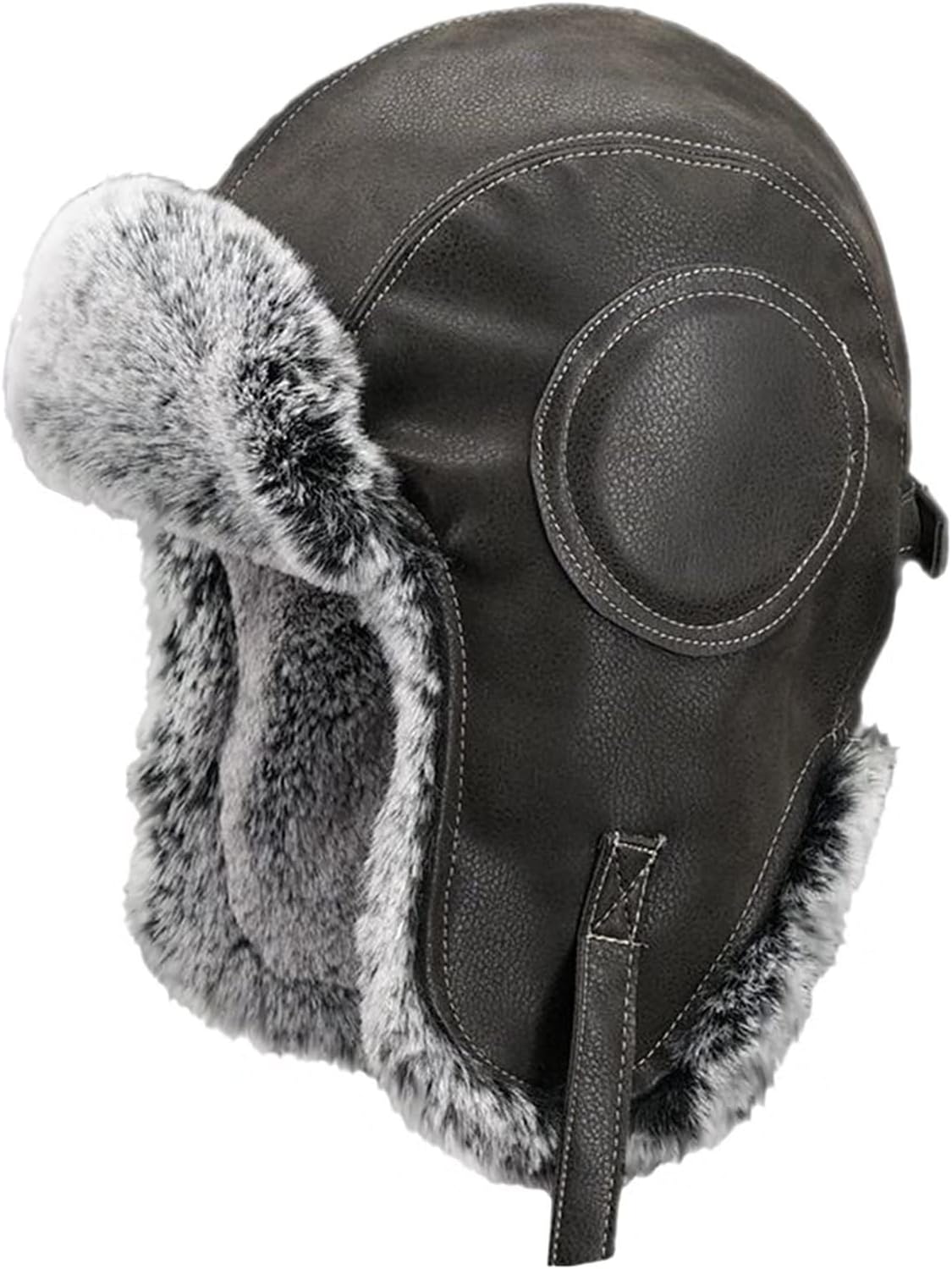 Men Women Aviator Hat,Russian Trapper Trooper Hat,Unisex Winter Warm Hats,Faux Fur Hat Bomber Hat with Earflaps,Outdoor Skiing Hunting Hat,Brown-L