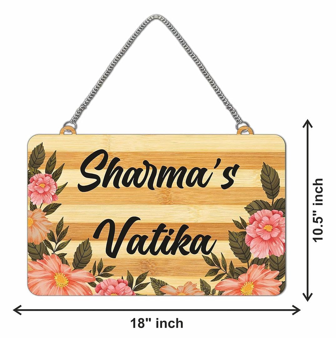CVANU Customized Wooden Name Plate for Home Entrance Multicolour Size(10.5x18inch)_C1 — Amazon image 5