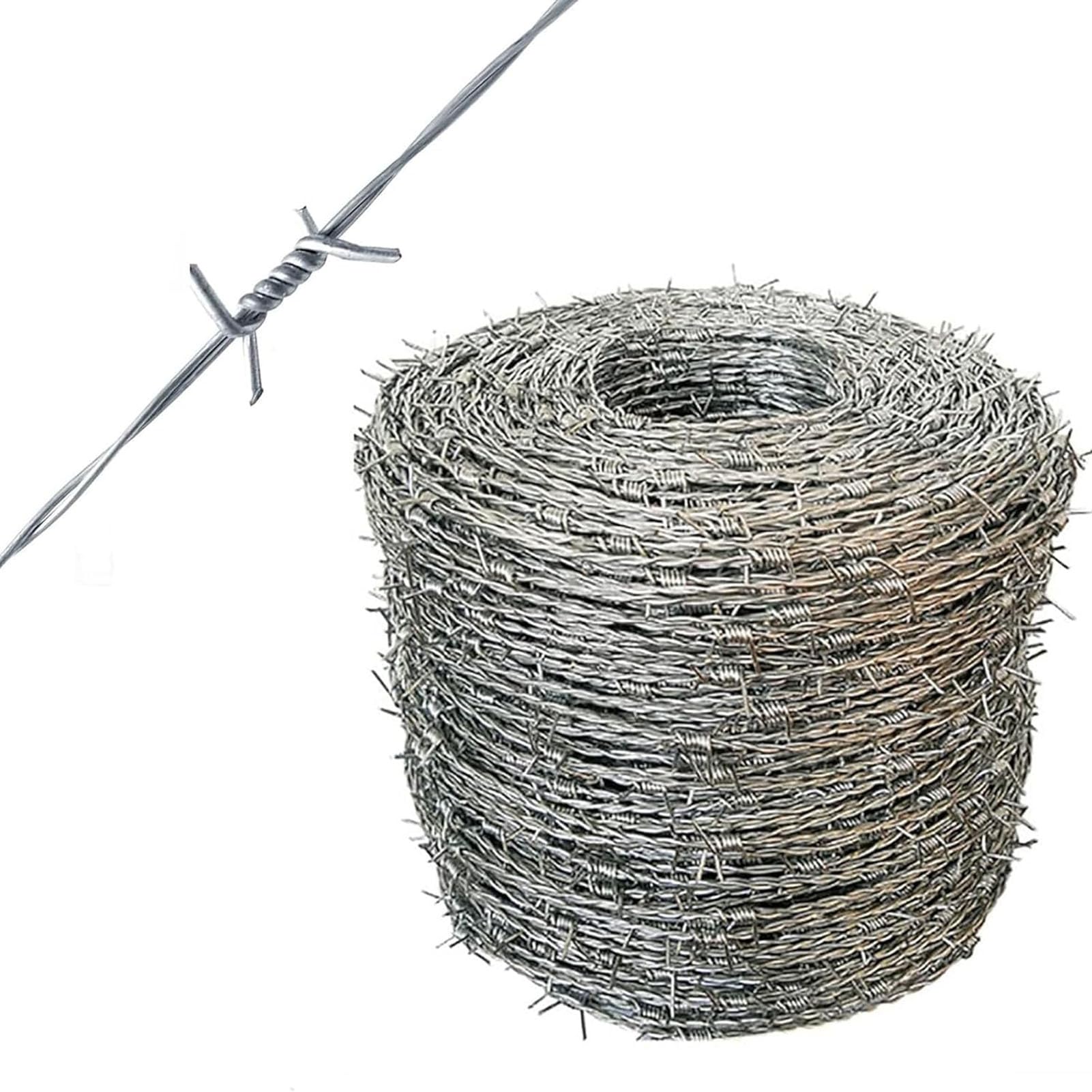 Rollo De Alambre De Púas, Alambre De Espino Galvanizado En Caliente, para Refuerzo De Seguridad De Vallados Suministrado En Bobinas (100m/328ft)