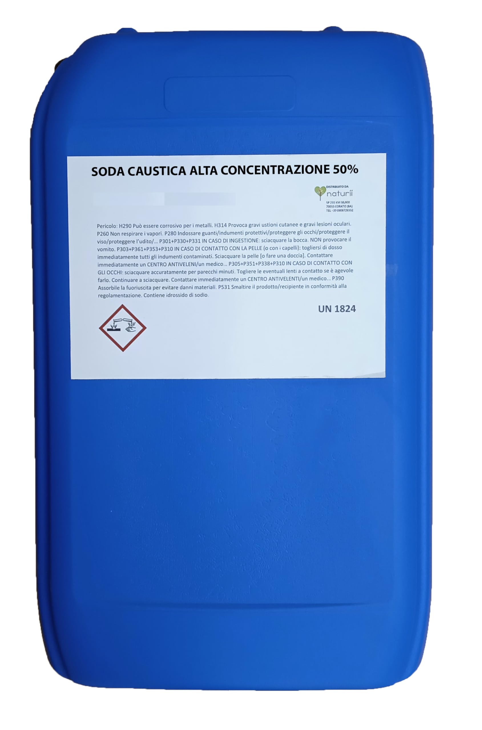 Soda Caustica Liquida 50% - Potente Detergente Industriale per Pulizia e Manutenzione kg 25 Idrossido di Sodio liquido