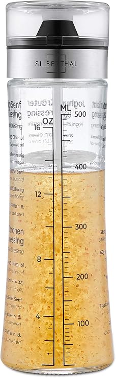 Bouteille Shaker Vinaigrette HelloCreate 310 Ml - Mélangeur Émulsionné, Recettes Incluses