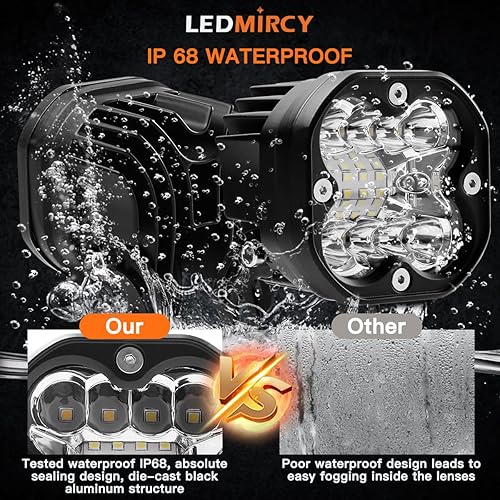 Miniatura 4 de V4 - Kit de barra de luces LED LED de 2 unidades, luces auxiliares de conducción LED blancas para Jeep, todoterreno, camiones, ATV, UTV, SUV, RZR,