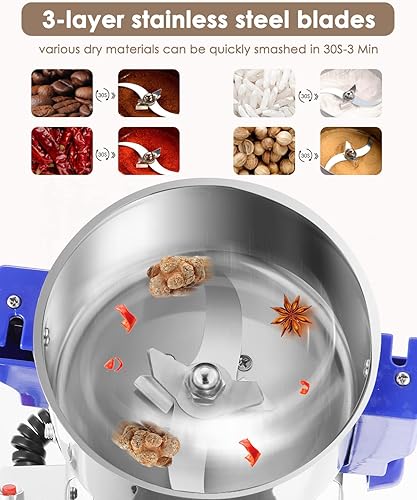 Miniatura 5 de Moongiantgo Molinillo eléctrico de grano de 17.64 oz, molinillo eléctrico de alta velocidad para especias, molino de harina, pulverizador seco de