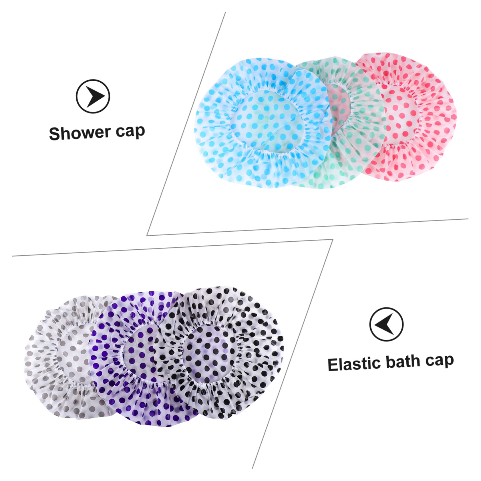 Healvian 12piezas Gorro Ducha Reutilizable Para Mujeres Gorro De Baño De Pevas Estampado De Puntos Cómodo y Duradero Para Spa y Ducha