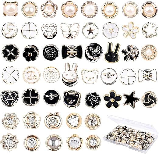 Amazon.com: 100 Sets Pearl Brooch Buttons, No Sew Instant Removable ...