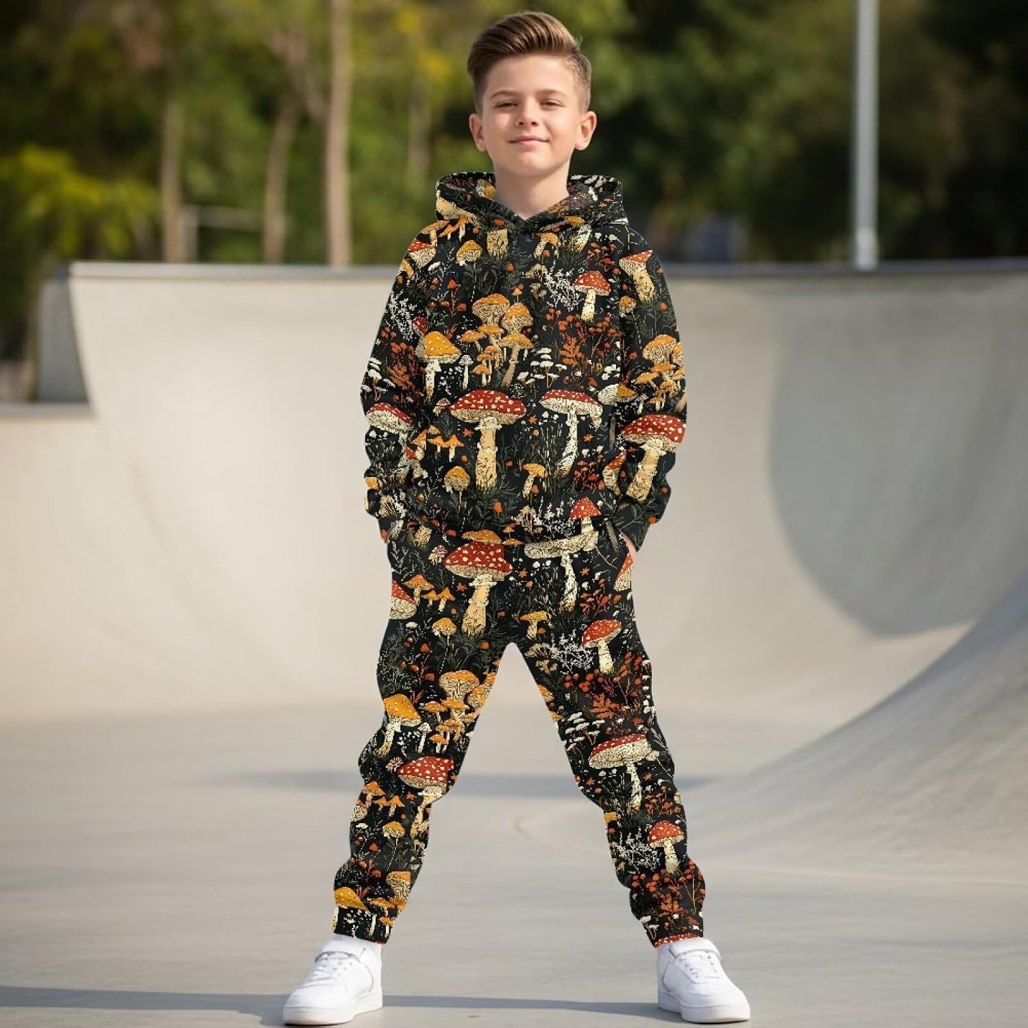 Girls Boys 2 Piece Outfits Sweatsuit Kids Fleece Hoodies Sweatshirt and Sweatpants Set with Front Pockets 5-12