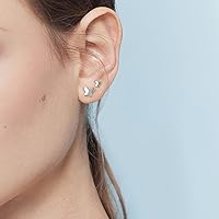 Vista 7 de Meissa Ball Screw Back Earrings for Women Butterfly Sleep Earrings Hypoallergenic Studs Pure Silver Ball Back Studs for Men Unisex (Silver)