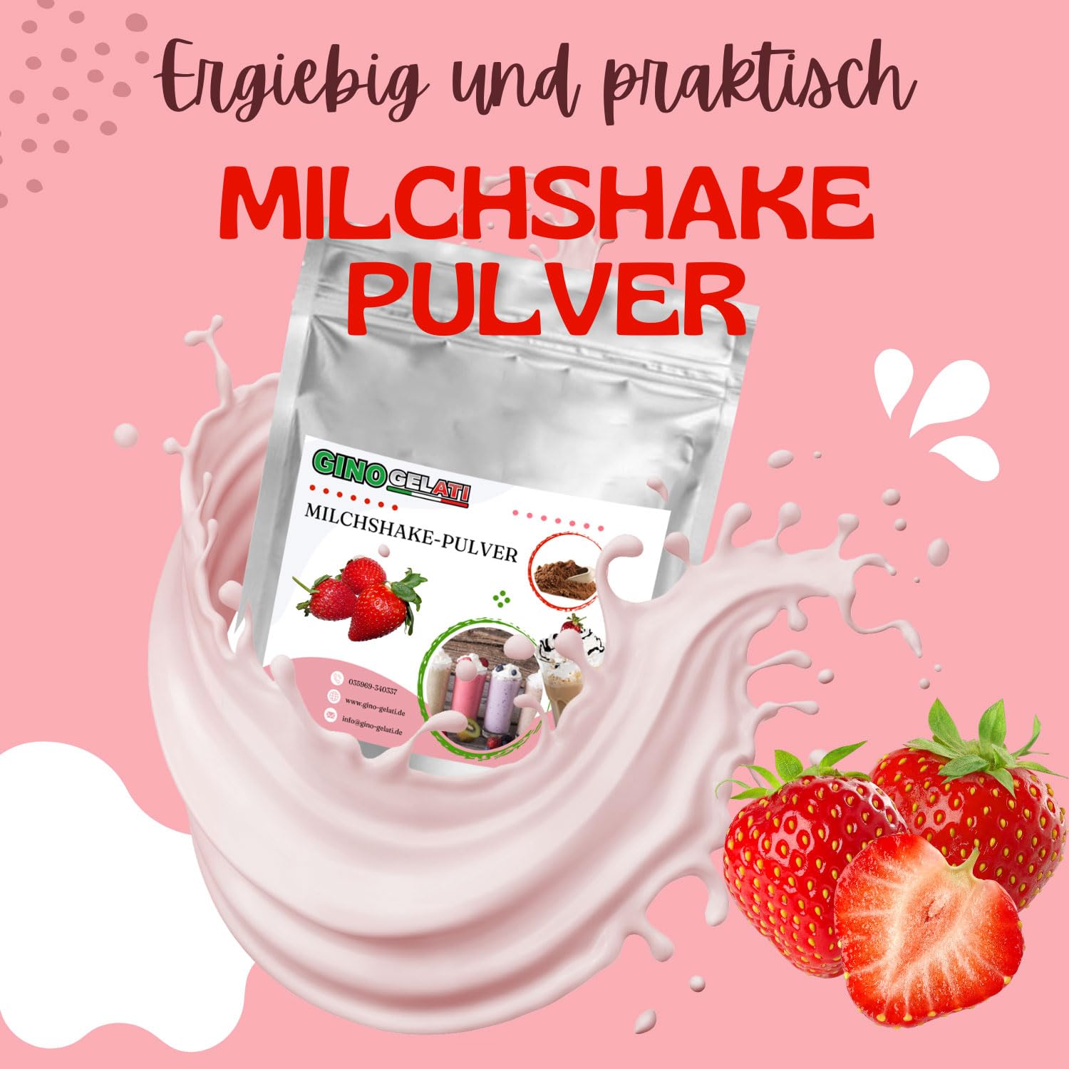 Gino Gelati Milchshake Pulver, verschiedene Geschmacksrichtungen, schnelle und einfache Zubereitung, für Gastronomie und private Küche geeignet, Made in Germany (10 Kg, Mascarpone)