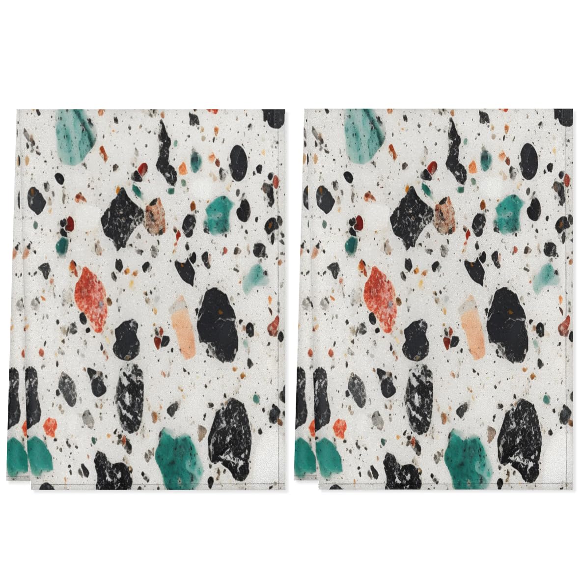 QsirBC Kitchen Towels Set of 2 Marbles Theme Decor Hand Towels Dish Towels Reusable Decorative Towel Sets for Cooking Baking, 28.3 X 17.7 Inch