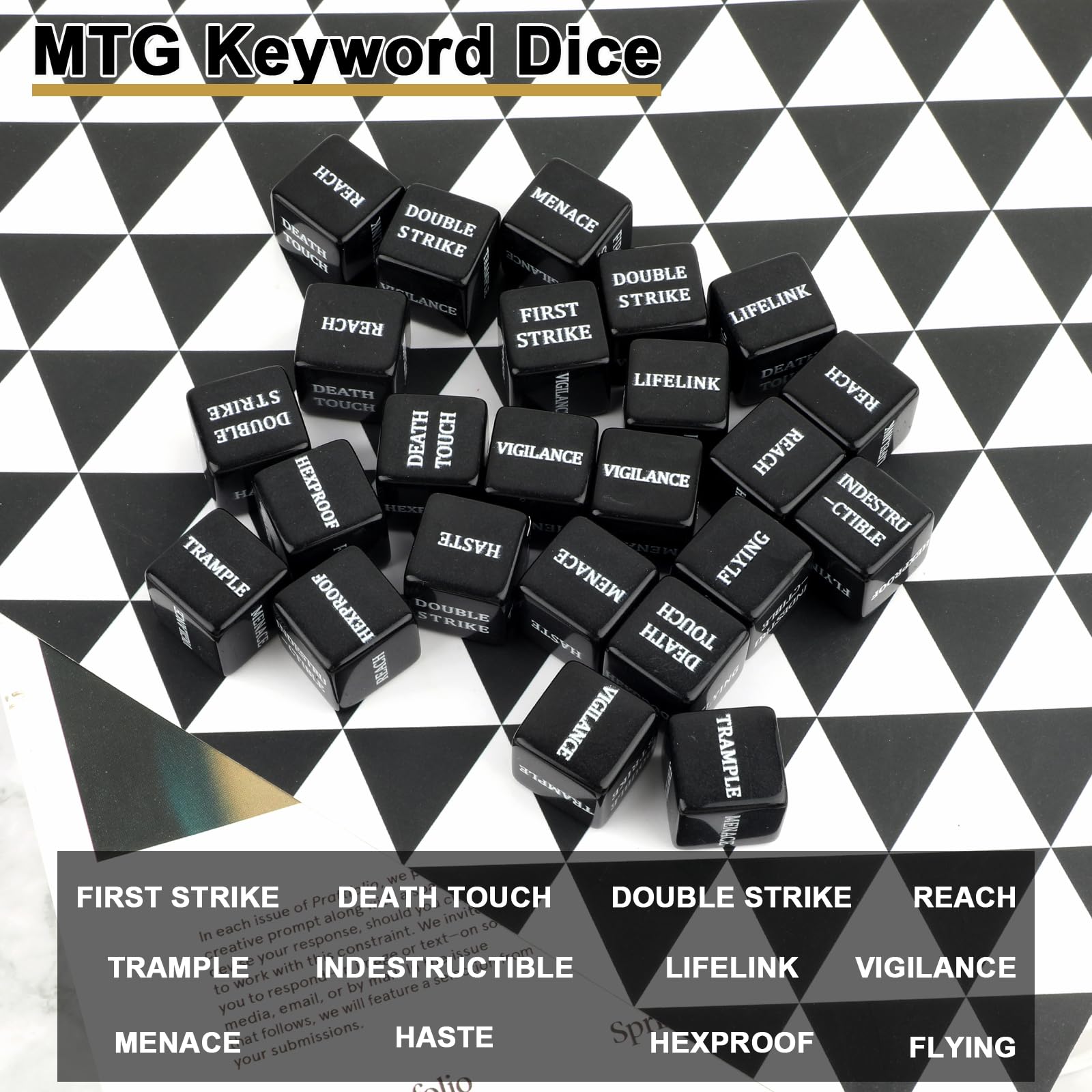 MTG - Set di 48 dadi in acrilico da 15 mm in nero e bianco, dadi per contatori e parole chiave MTG Dice per Magic, Gathering, giochi di carte da tavolo, TCG & CCG