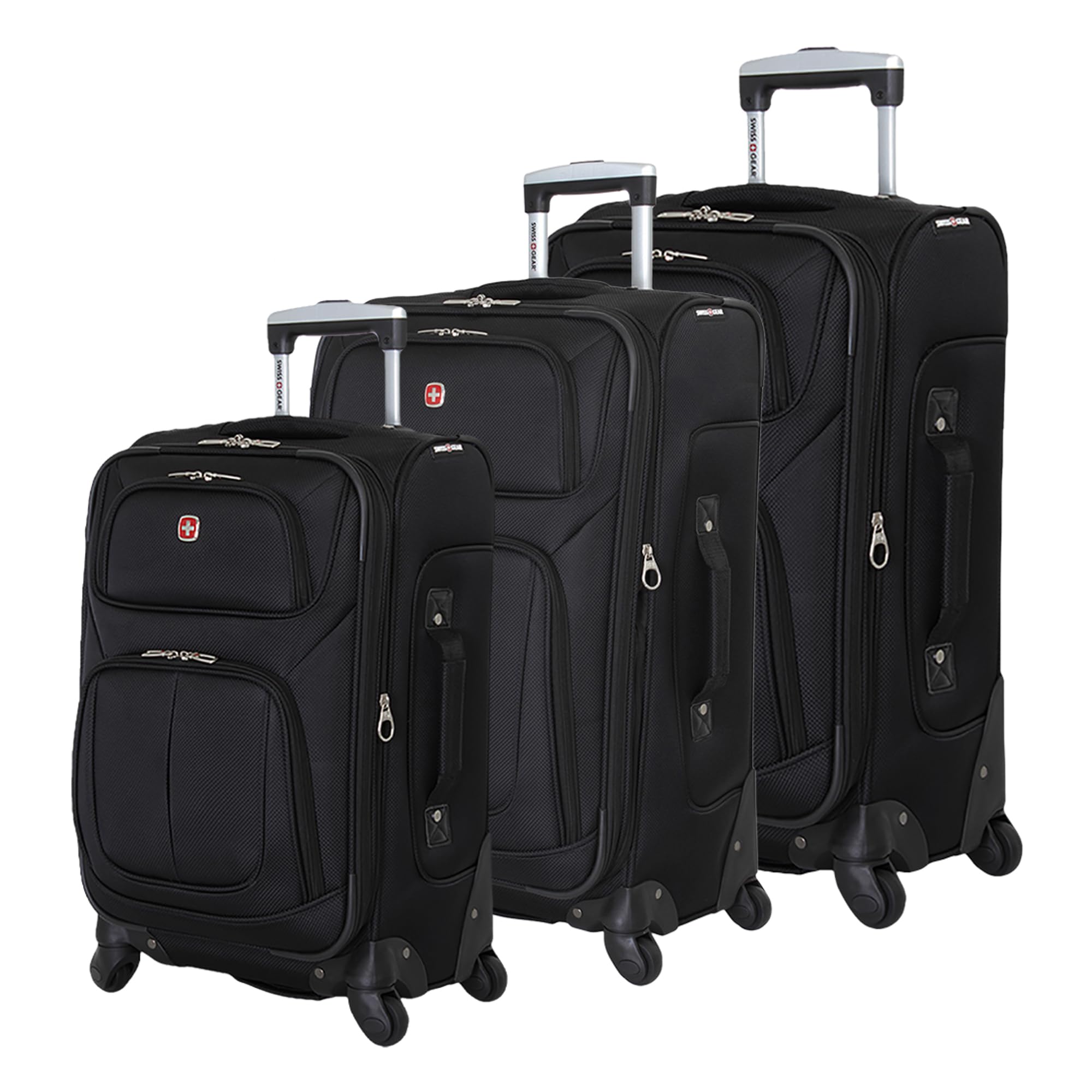 SwissGear Sion Softside Expandable Luggage, Black, 3-Piece Set (21/25/29)