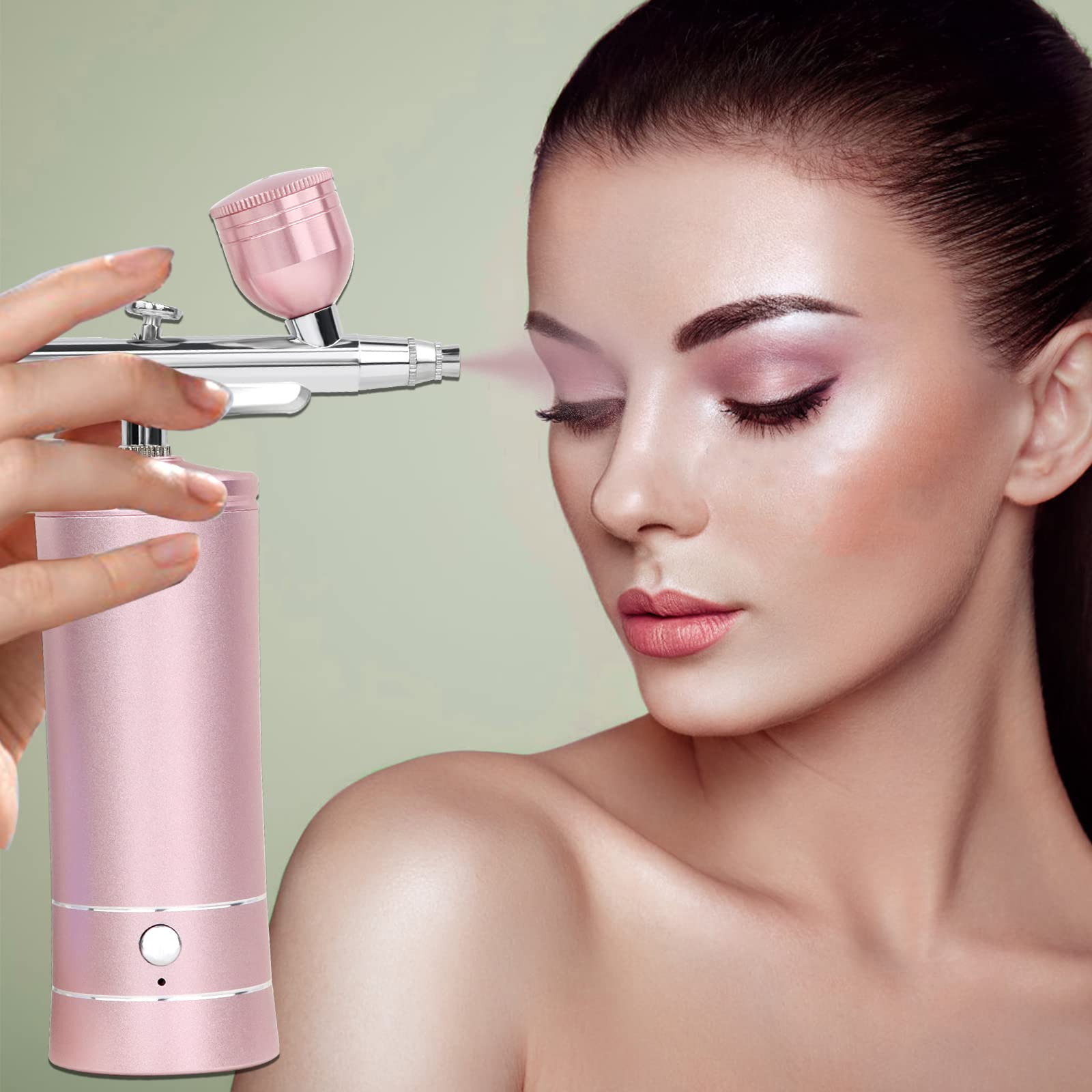 Kit Aérographe Sans Fil Rechargeable Avec Compresseur - Mini Brosse à Air Rose Pour Maquillage, Artisanat, Décoration De Gâteaux, Ongles Et Peinture Du Visage