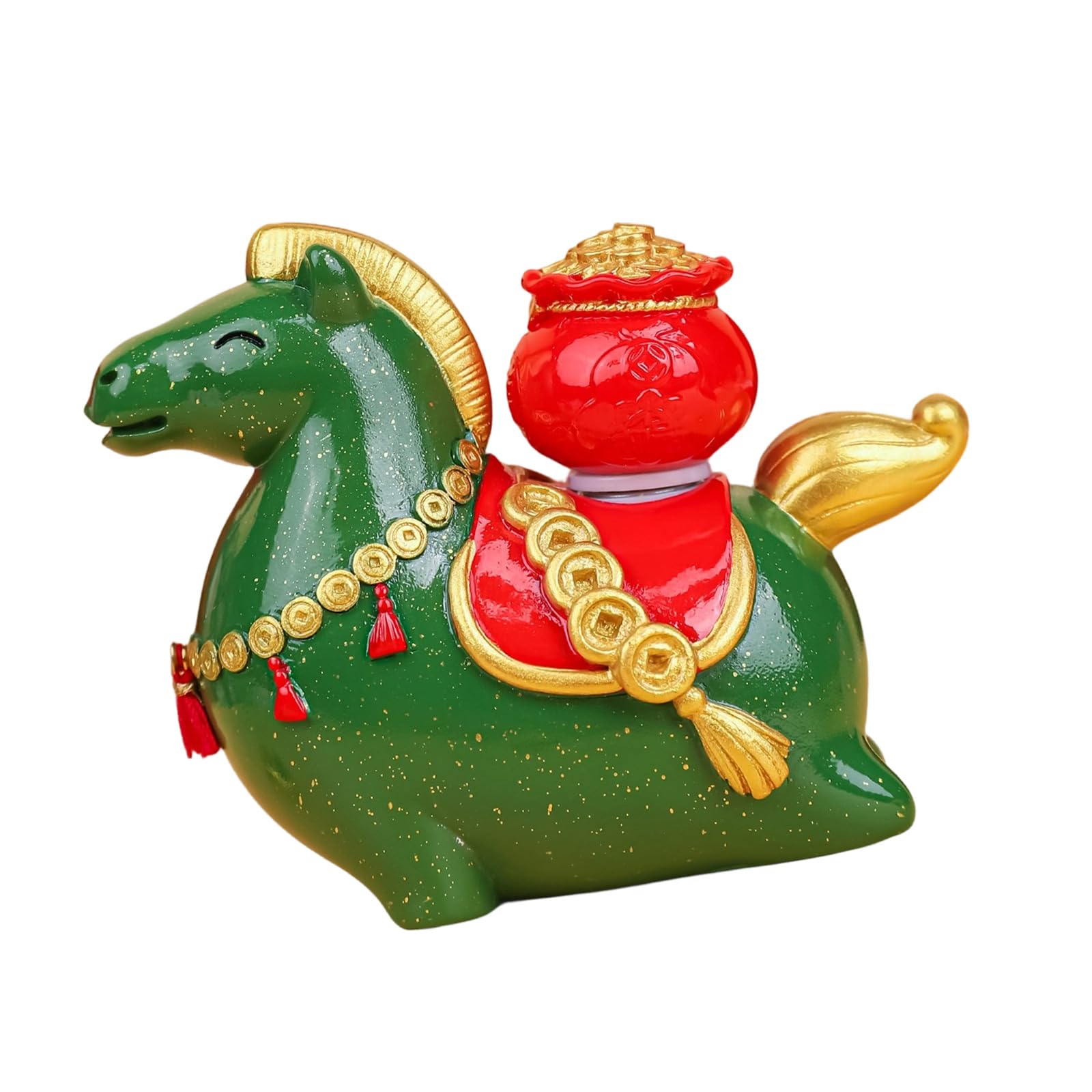Shunzhong Lucky Money Green Horse Statues Positive Energy Good Luck Showpiece Zodiacs Horse Figurines Sculptures Table Ornament Home Decors Gift Animal Statue Sculpture