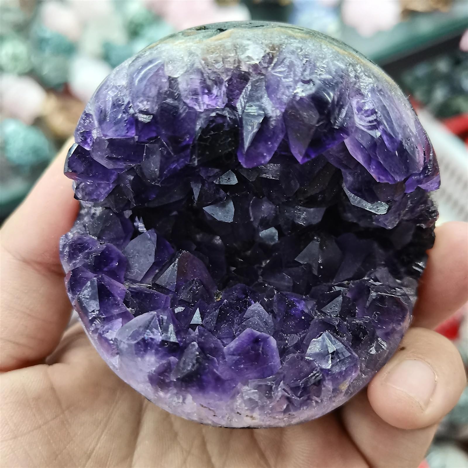 MDBJTCYZN Stone Crystal Amethyst geode Agate Ball Open Smile Home Decoration Crafts(61-70mm)