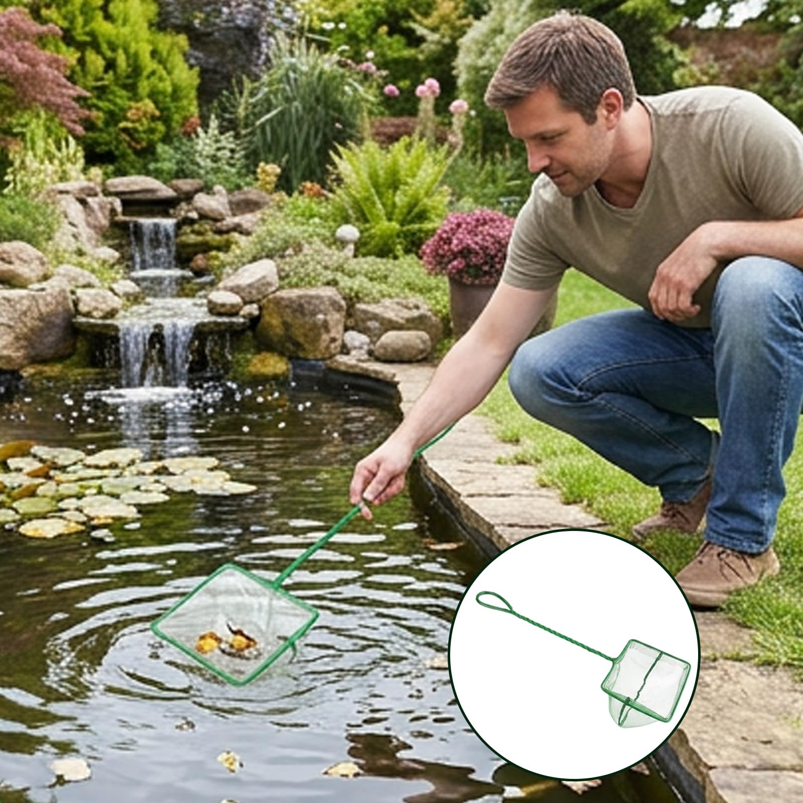 4 Stück Aquarium Kescher Klein, 3 Zoll Aquarium Fischnetz aus Weichem Nylon, Rostfreier Griff für Kleine Fische, Garnelen und Becken Reinigung