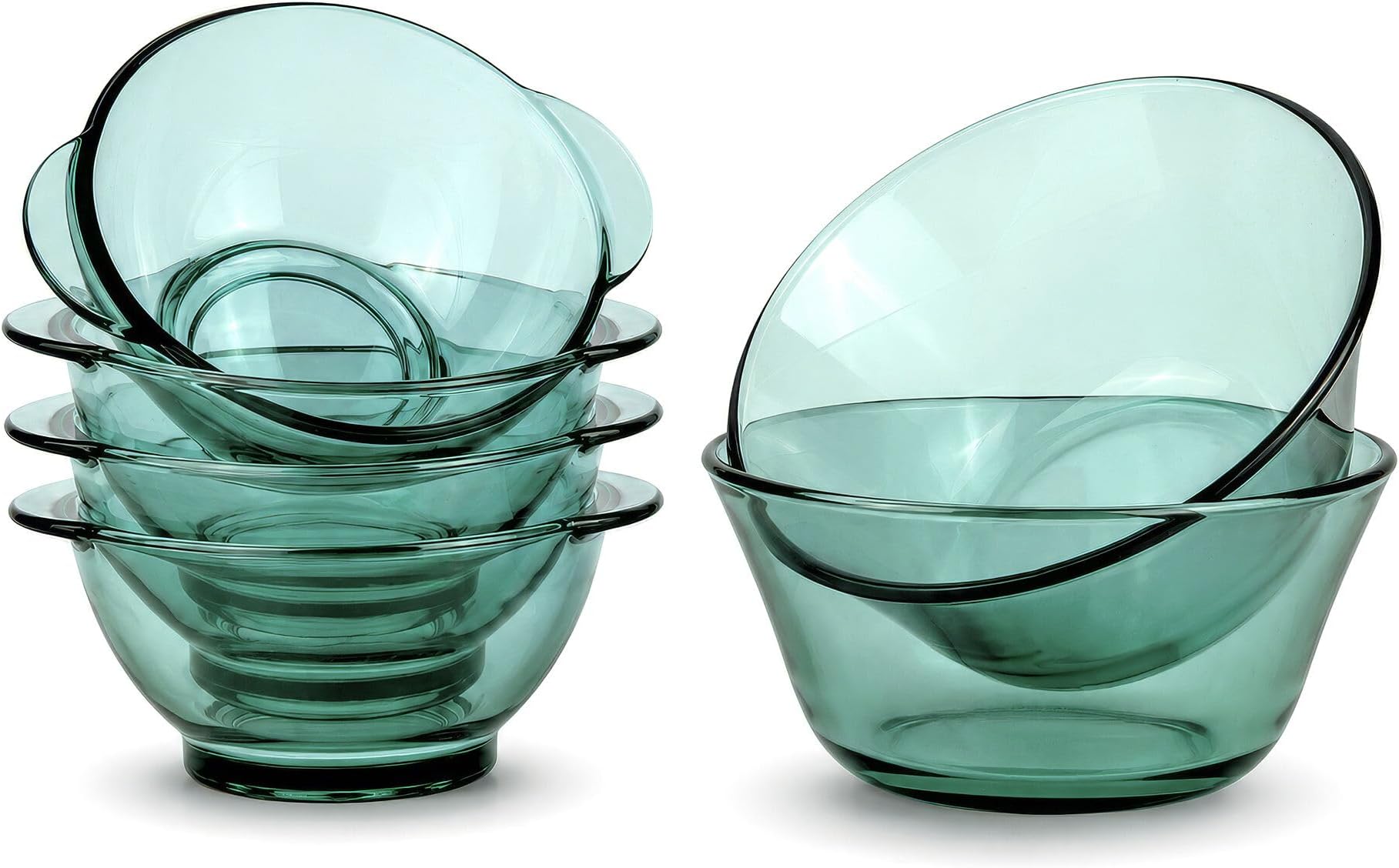 STP GOODS Glass Dinner Plates Set of 4 – Borosilicate Salad & Soup Plates, Transparent Glass Serving Plates for Pasta, Bread, Dessert & Appetizers, Dishwasher Safe Tableware (Green 6 pcs)