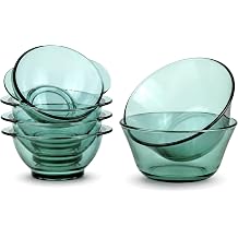 STP GOODS Glass Dinner Plates Set of 4 Borosilicate Salad & Soup Plates, Transparent Glass Serving Plates for Pasta, Bread, Dessert & Appetizers, Dishwasher Safe Tableware Green 6 pcs