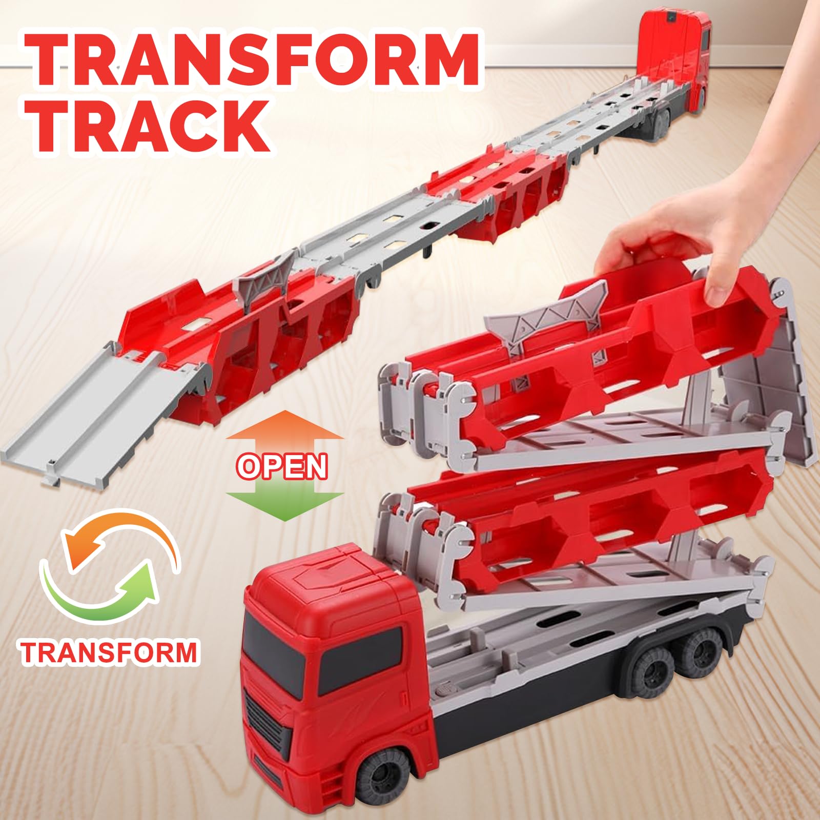 Camion De Transporteur Avec Piste De Course Éjectable Et 8 Mini Voitures Jouet Portable Pour Enfants De 3 4 5 6 Ans
