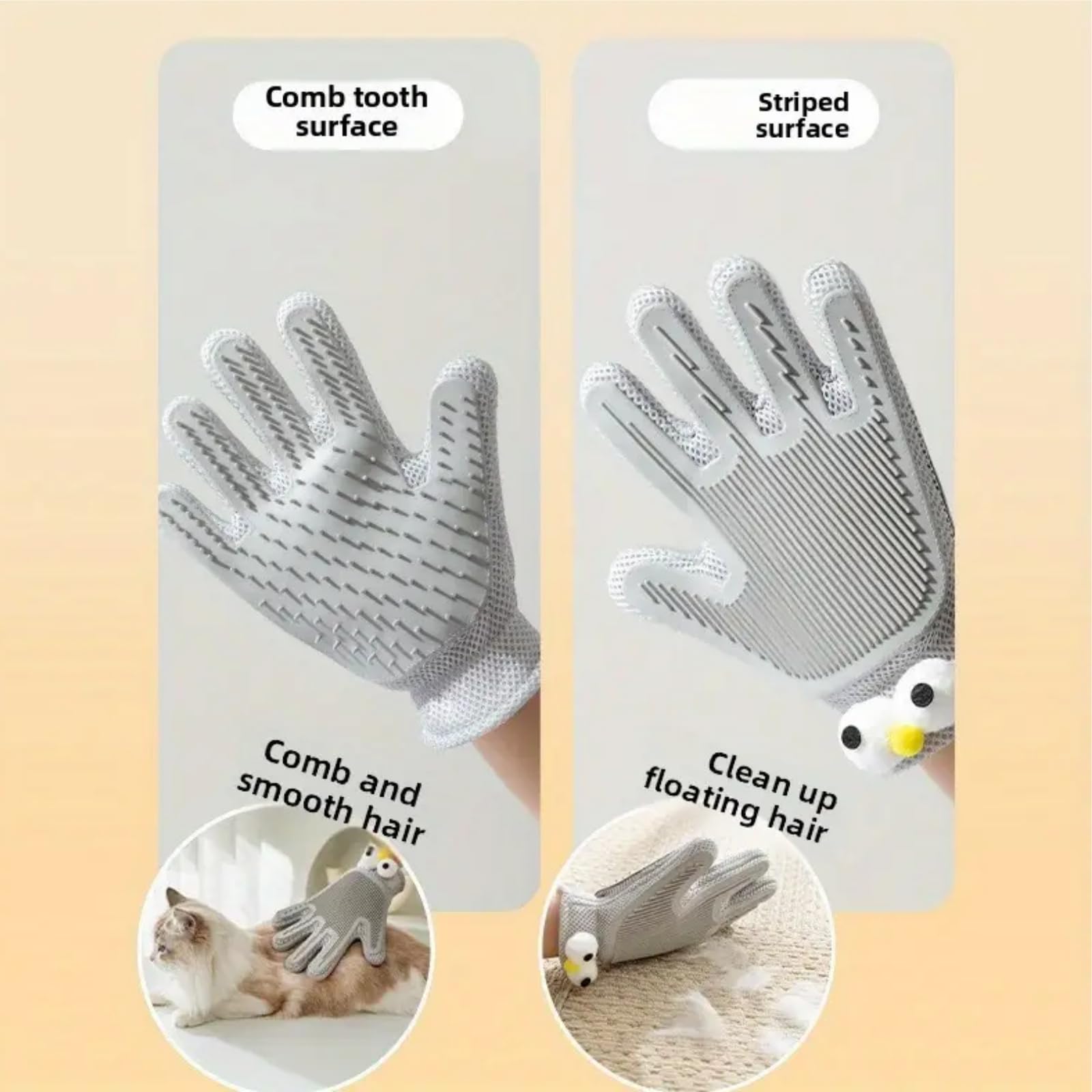 Double Sided Pet Grooming Gloves, Dog Hair Remover & Cat Grooming Glove - Image 2