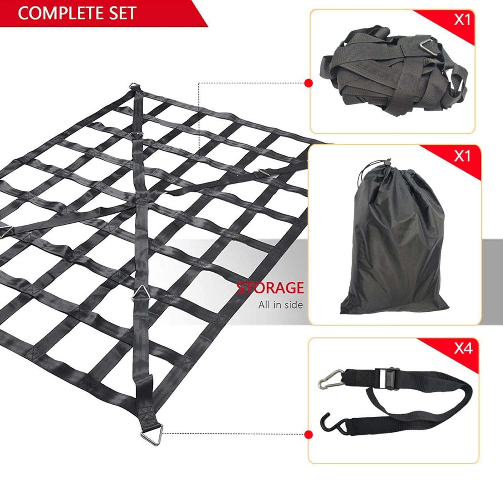 Ladeflächennetz, Schwere Ladenetze Pickup Ladeflächennetz Gepäcknetz Verstellbar Frachtnetz Ladenetz Organizer Netz Ladungssicherung für SUV Pickup Truck Anhänger 208 x 127cm