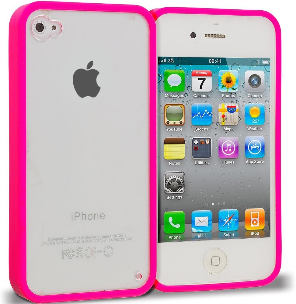 Hot Pink Hard TPU Plastic Case Cover for Apple iPhone 4 / 4S