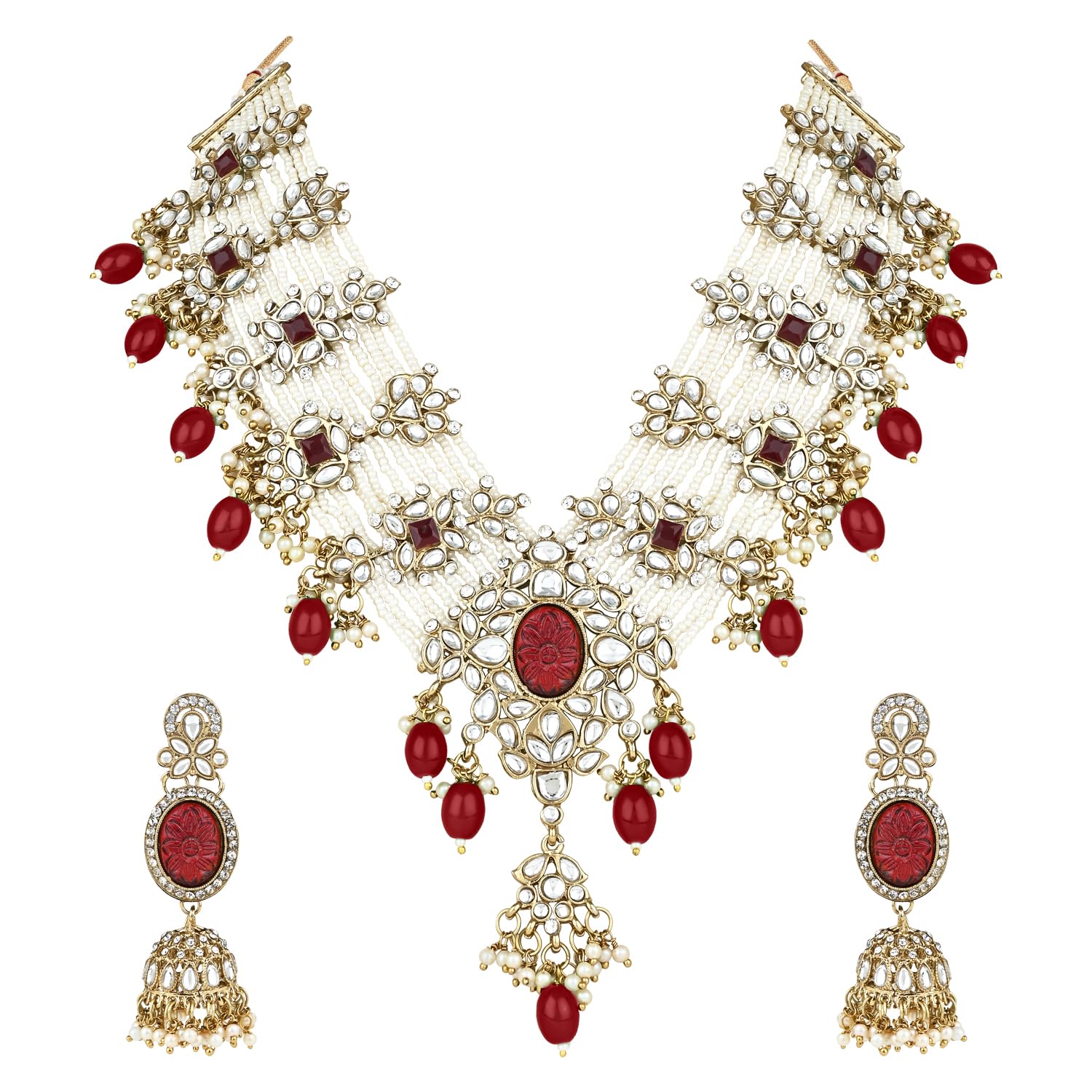 I Jewels Traditional Multi Layered Floral Statement Choker Necklace Jewellry & Jhumki Earrings Set For Women/Girls (ML337M) (B0CR3XKRLR) Amazon Price History, Amazon Price Tracker
