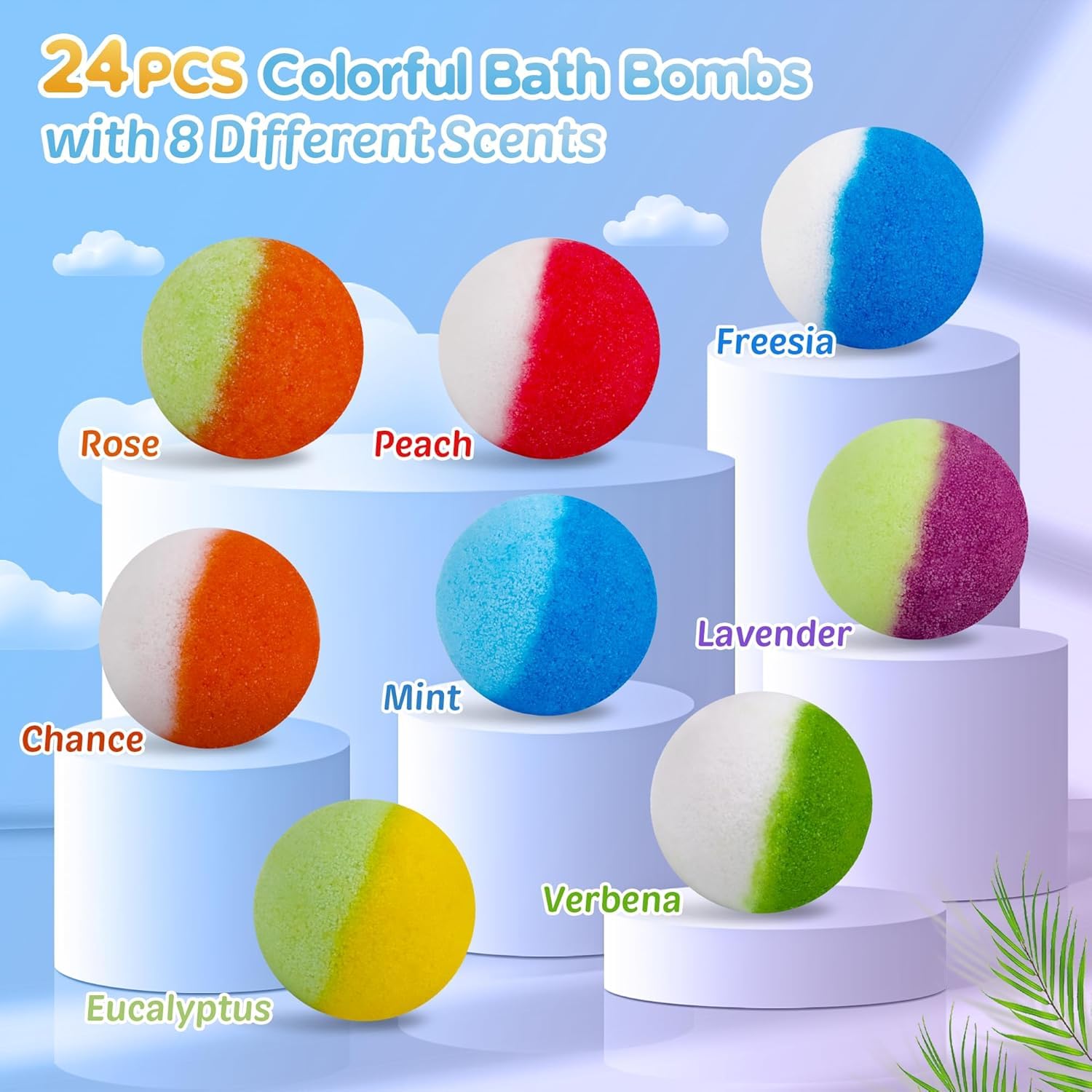Bombes de bain pour enfants, 24 bombes de bain avec surprise phosphorescente à l'intérieur, bain moussant coloré naturel et biologique pour enfants, cadeau parfait pour garçons et filles