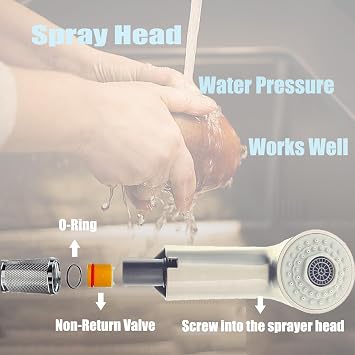 Extendable Spray Wand Fits Grohe 46312SD0 / 46298SD0 Grohe Kitchen Faucet Parts, RV Faucet Parts, RealSteel