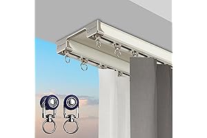 Double Ceiling Curtain Track for Wide Windows and Heavy Drapes