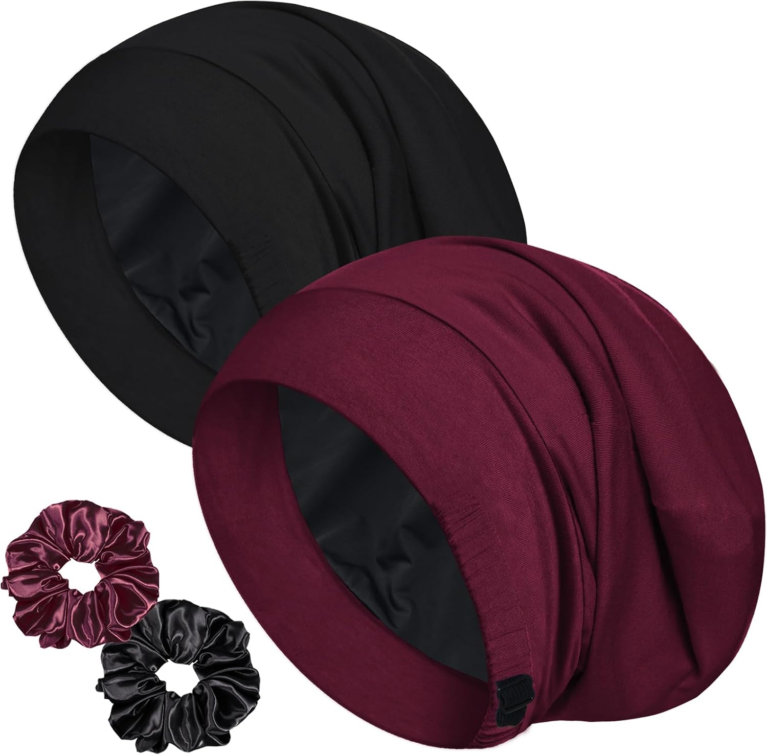 Sleep Cap Bonnet for Sleeping Adjustable Cooling Ice Silk Lining Hair Wrap