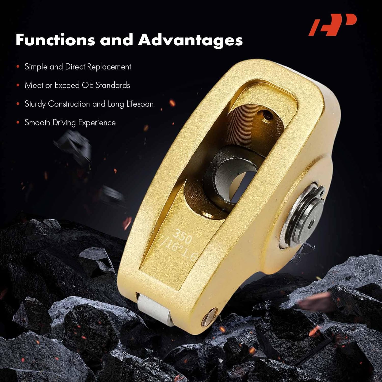 A-Premium 16Pcs Aluminum Engine Roller Rocker Arms Kit with Needle Bearings Compatible with Chevy SBC (Small Block) 350, 1.6 Ratio