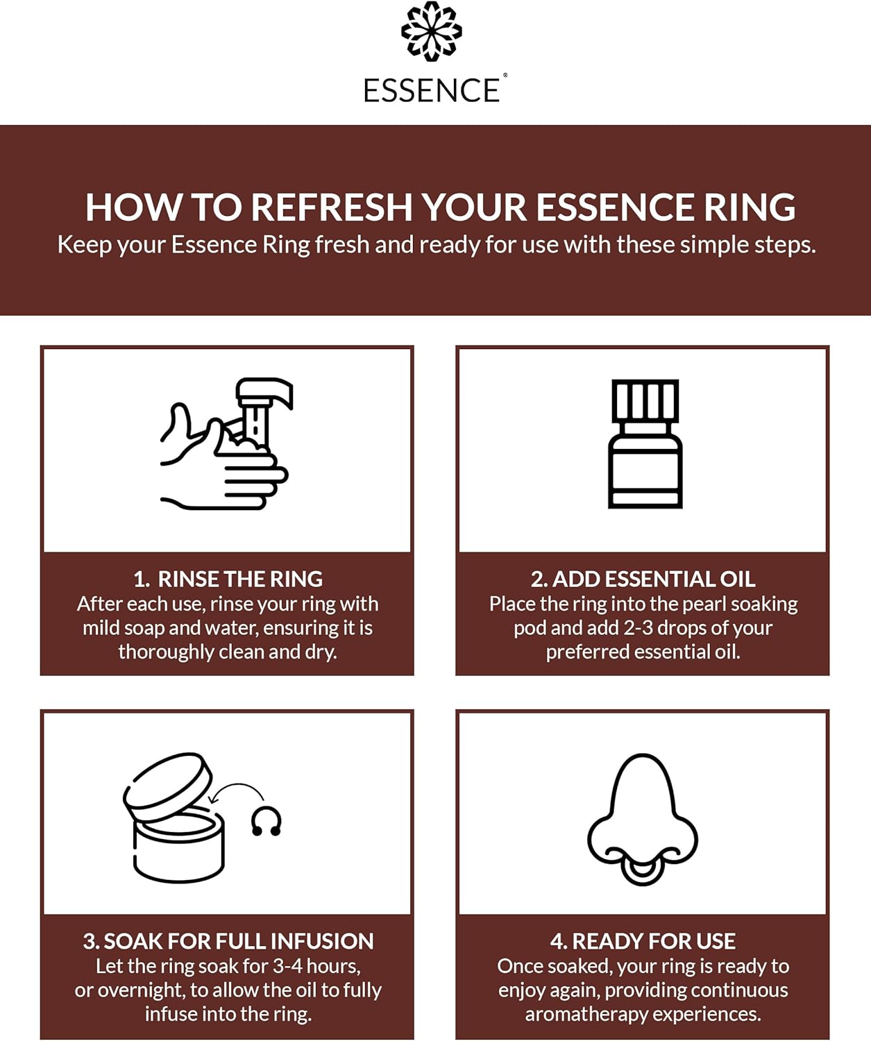 Essence Wearable Aromatherapy Nasal Diffuser – Coffee Essential Oil Nose Ring Silicone Inhaler for Stress & Mood Support - Made in USA & Travel-Friendly - Image 5