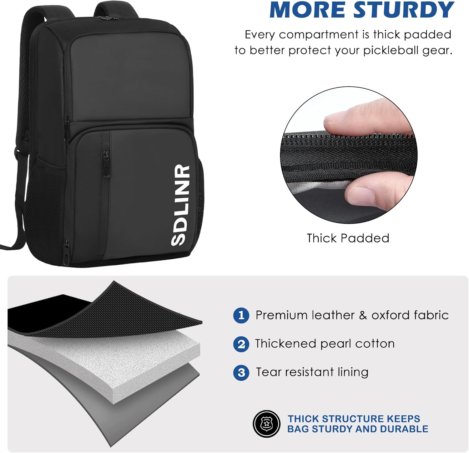 Pickleball Bag Fits 4 to 10 Paddles, Large Pickleball Backpack with Shoe Compartment and Fence Hook,Pickleball Gifts for Men Women - Image 4