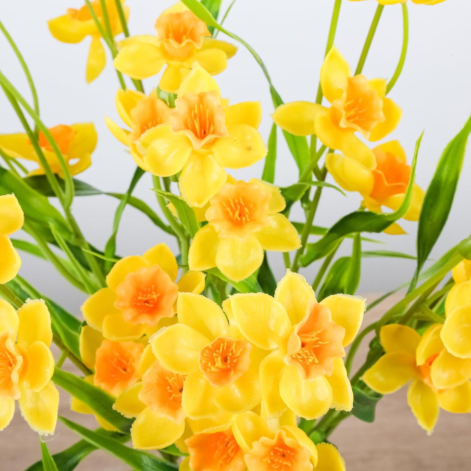 6Pcs Artificial Daffodils Flowers Narcissus Faux Flowers Stem Latex Yellow Flower Arrangement for Indoor Outdoor Home Decor Centerpiece DIY Wedding Bouquet (Yellow) - Image 4