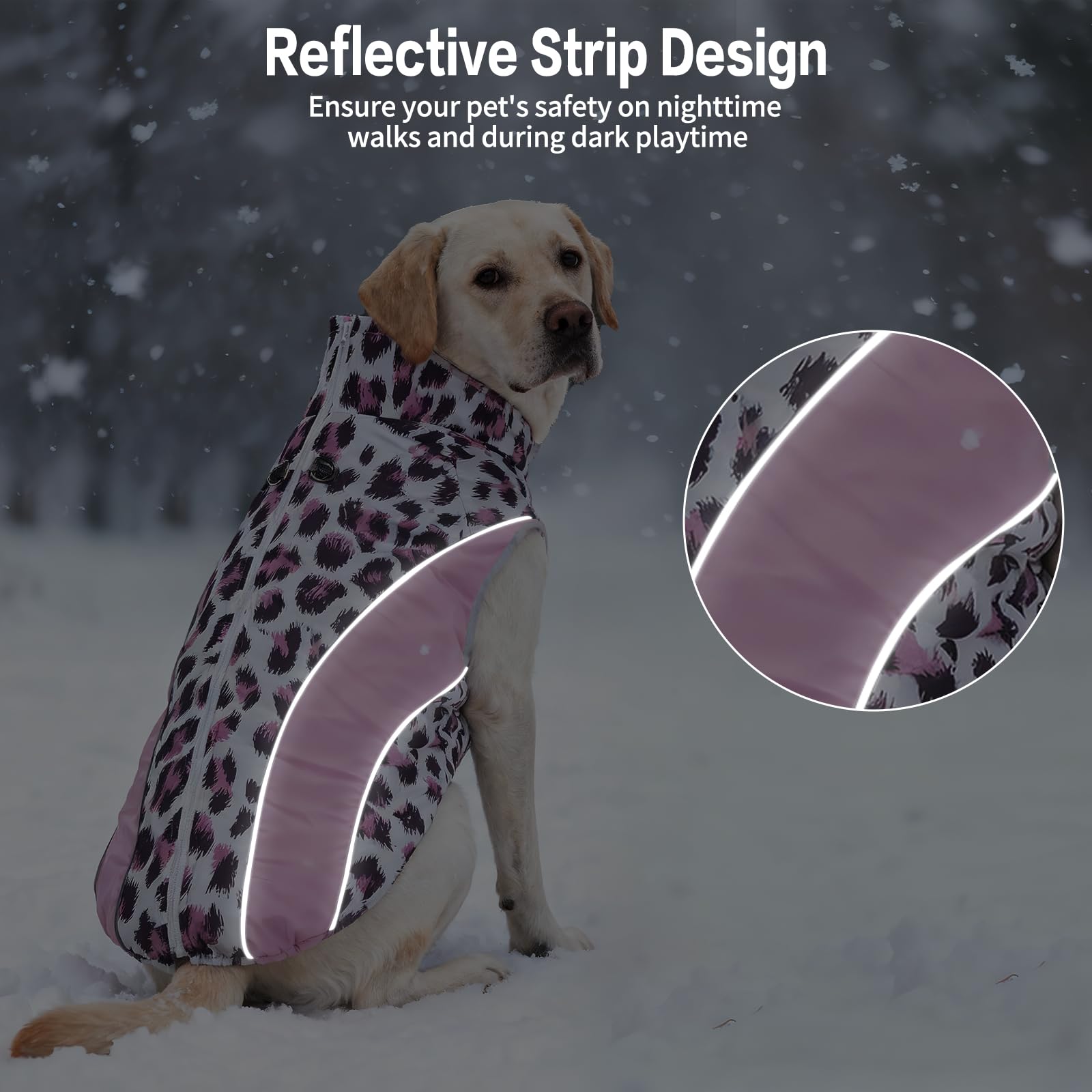 Cappottini per cani di taglia grande con imbracatura integrata, impermeabile, caldo cappotto invernale per animali domestici, tuta da neve per il freddo, giacca antivento in pile riflettente