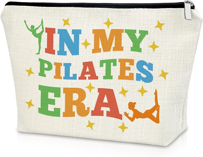 Necessaire Sazuwu Pilates Style1 com zíper, em algodão e linho, 25 x 17 cm, 1 unidade
