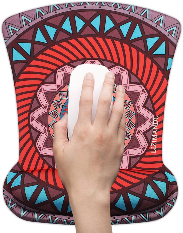 Cheliz Memory Foam Mouse Pad Mat with Wrist Rest(Red Dark Blue)