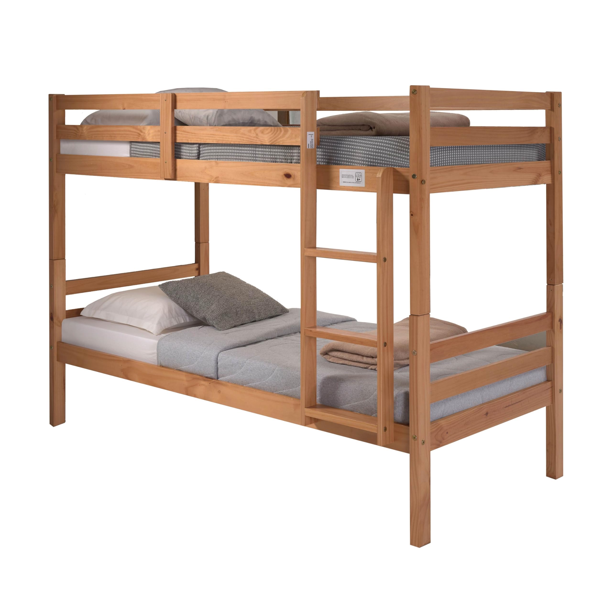 Buyqualia - Litera de Madera Color Miel Roble 154x104x199 cm | Cama Doble Compacta con Diseño Clásico para Niños y Adultos | Estructura Resistente de Pino